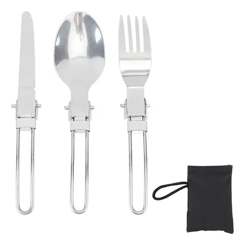 Juego Cubiertos Portable Acero Inoxidable X3pcs Camping Mena
