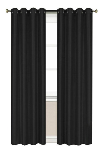 Cortinas Blackout 188anchox213largo En 2 Paneles Ahuladas K Color Negro