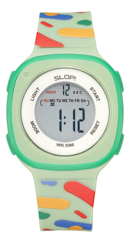 Reloj Infantil Slop Niño Y Niña Moda Color de la correa Verde Color del bisel Verde Color del fondo Gris