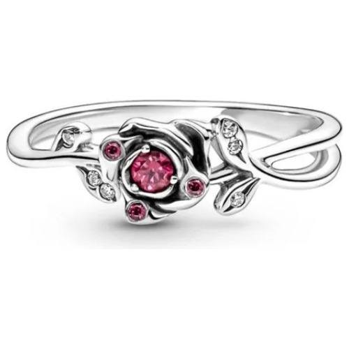 Anillo Pandora Pelicula Disney La Bella Y La Bestia Rosa