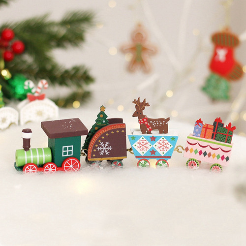 Tren Navideño De Madera Para Decoración De Escritorio