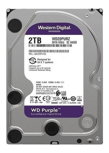 Disco Duro Western Digital Purpple (de Vigilancia) 2tb