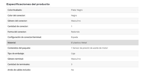 Sensor Presion Aceite Cadillac Escalade 6.2l V8 2012