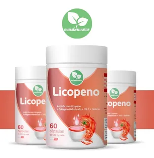 Licopeno Anti-ox  Colágeno, Vit C E Selênio - Kit 3 Frascos