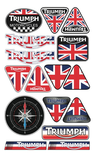 Triumph Kit De Stickers Con Resina Para Moto Planilla Tr05