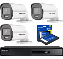 Comprar Kit Hikvision Colorvu 24hs Dvr 4ch + 3 Camaras + 240gb
