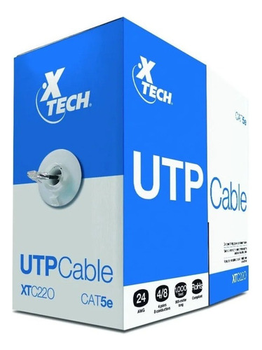 Cable Red Utp X-tech Bobina Interior Rollo Caja 305mts Pcreg