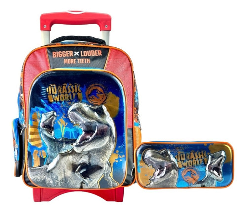 Kit Mochila Jurassic World Ruedas Lapicera Original