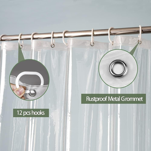 Forro De Cortina De Ducha Transparente Grueso 9g, 72 Pulgada