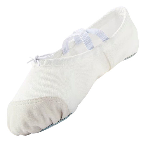 Zapatillas Media Punta Lona Y Gamuza Ballet Niña Blanco 7701