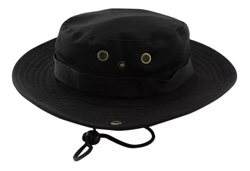 Pava Sombrero Boonie Militar Camping Negro Bucket Hat Gorro 