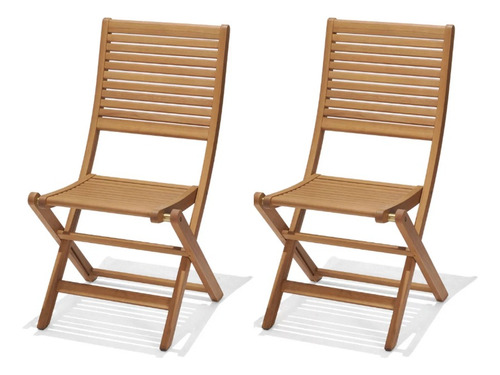 Set X2 Silla Importada Jardín Plegable Madera Premium Oferta