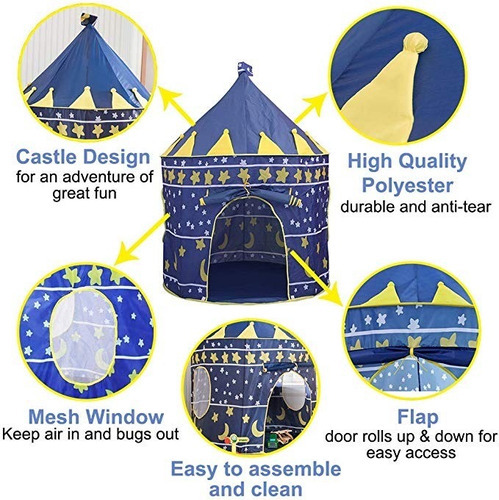 Casa De Campaña Con Diseño Castillo Azul Para Jugar