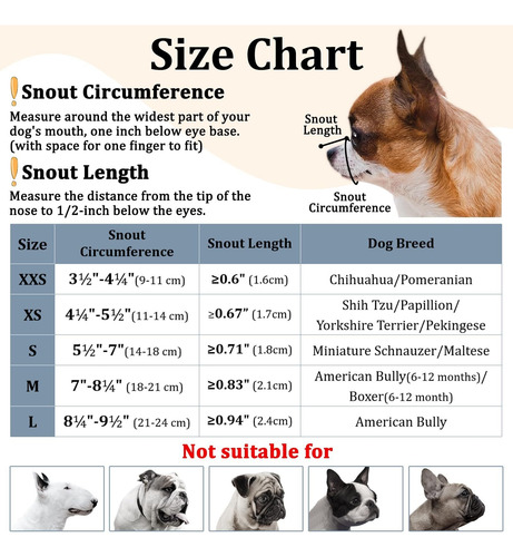 Short Snout Dog Muzzle, Small Muzzle For Chihuahua Shih