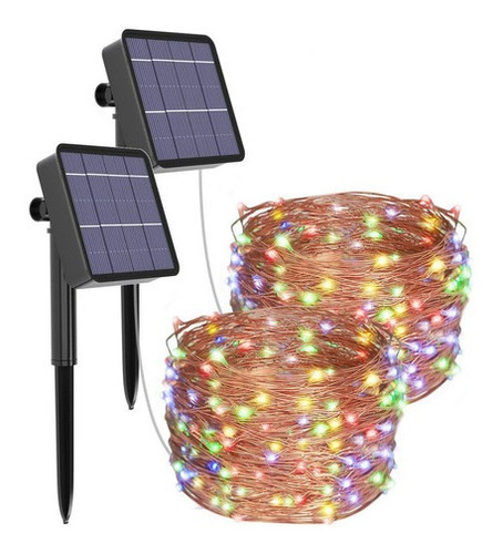 20m 200led La Fiesta De Navidad Decoración Luz Solar 2 Pack