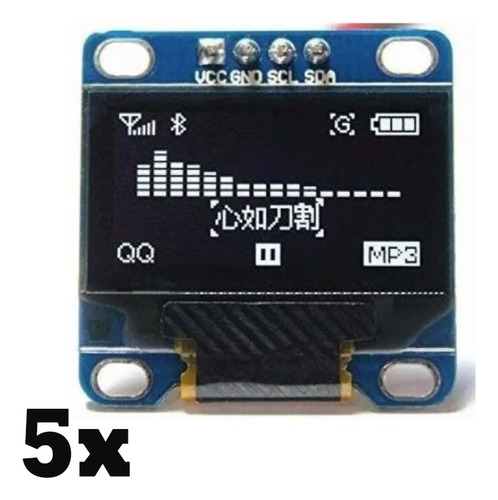 5x Display Oled 0.96 Branco I2c 128x64 Arduino Raspberry Pic
