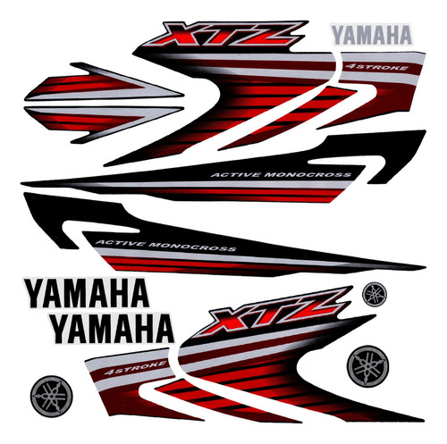 Cartela Completa Adesivos Xtz Yamaha 125 Ano 2007 Preto