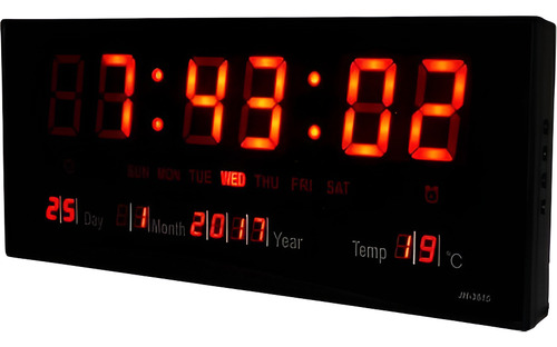 Reloj Mural Digital 45cm Led Con Termometro Alarma Melodía