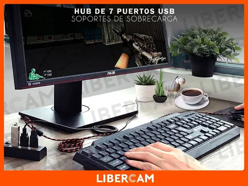 Hub Usb Multiplicador 4 Puertos Usb Luz Led Pc Notebook Full