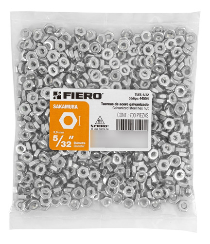 Tuerca Hexagonal 5/32´ Sakamura Galvanizado 700pz 44554