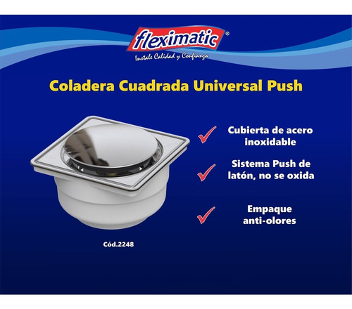 Coladera Cuadrada Con Membrana Antiolores