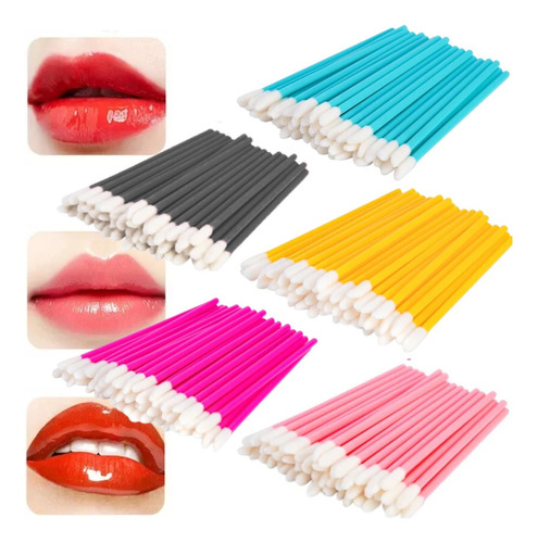 50 Set Lip Brush Desechable Pestañas Labios O Microblanding Color Negro