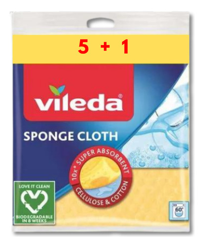 Paño De Limpieza Vileda Esponja Absorbente - 6 Unidades