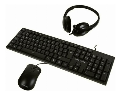 Perfect Choice Kit De Auriculares, Teclado Y Mouse Con Cable