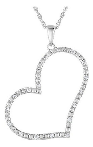 Collar Corazón Con Diamante 0,25 Ct En Oro Blanco 18k