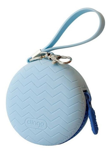 Porta Chupeta Bebê De Silicone Com Alça E Zíper - Clingo Cor Azul-claro