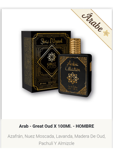 Perfume Yves D'orgeval Arab - Great Oud Hombre X 100ml Masc