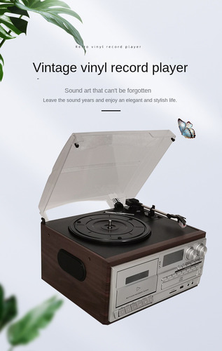 Reproductor Bucle Discos Vinilo Multifunción Vintage 10 En 1