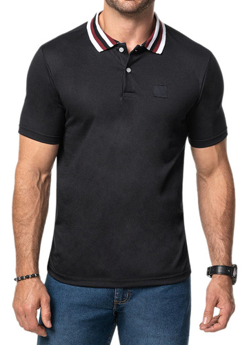 Camiseta Polo Felipe Negro Para Hombre Croydon