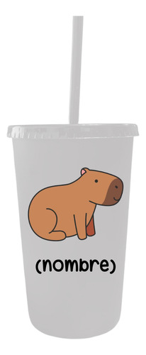 20 Vasos Reutilizables Capibara Y Nombre Personalizado