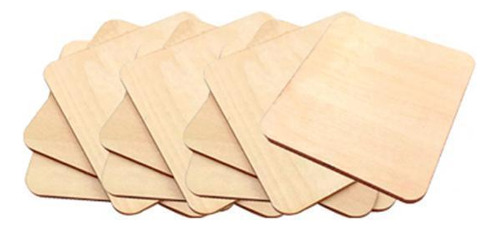 Placas Cuadradas De Madera, 4 X 10 Unidades, Lisas, Lisas, P