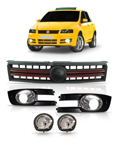 Kit Grade Stilo + Moldura + Farol Milha 2008 2009 2010 2011