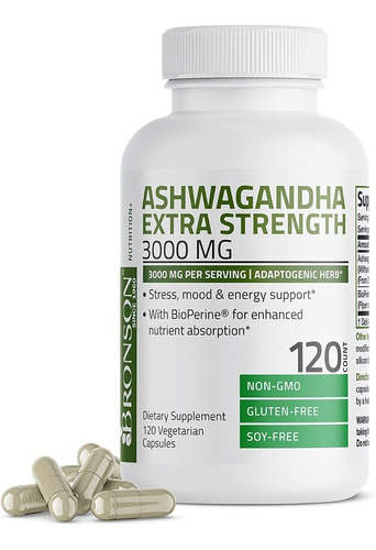 Ashwagandha Extra Fuerza 3000 Mg Con Bioperine 120cáp. Veg.