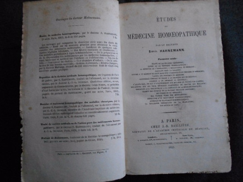 Etudes De Medicine Homoeopathique Hahnemann 1855 Homeopatía