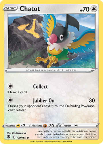 Chatot 129/189 Cartas Pokemon Astral Radiance Sword & Shield