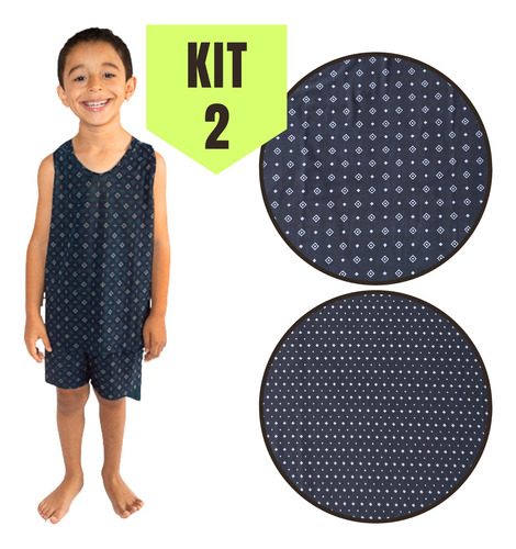 Kit 2 Pijamas Infantil Menino Regata Short Liganete