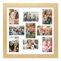 Comprar Marco De Fotos , 9 Aberturas Para 4x6, Madera Natural