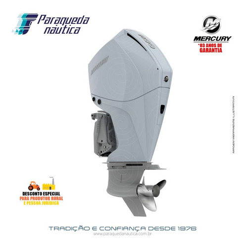 Motor De Popa Mercury 4 Tempos 300hp Cxl V8 Dts Branco