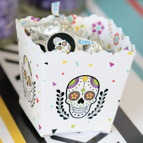 Set De 12 Mini Cajas Para Dulces Día De Muertos Halloween