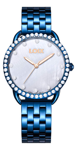 Reloj Loix Mujer L1216-3 Azul Con Tablero Blanco