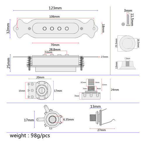 Control De Volumen Para Guitarra De 4 Cuerdas Con Botón De V
