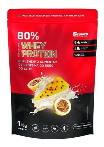 Whey Concentrado 80% Whey Protein - Growth Supplements Sabor Mousse de Maracujá