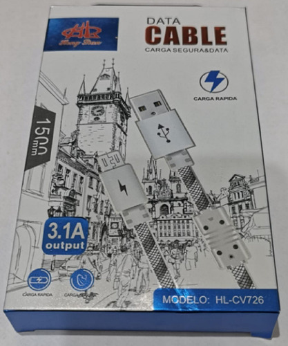4 Cable Cargador V8 Micro Usb 1.5 Metros Carga Rapida 3.1a