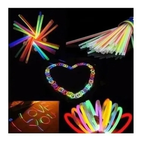 50 Tubos De Pulsera Neón De 100 Pzs Colores Eventos Fiesta
