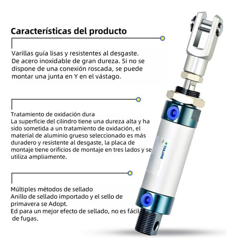 Cilindro Piston Neumatico 25 X 50 Doble Accion Con Conector