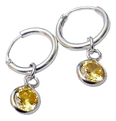 Aro Plata 925 Argolla Cubic Amarillo Arpl349